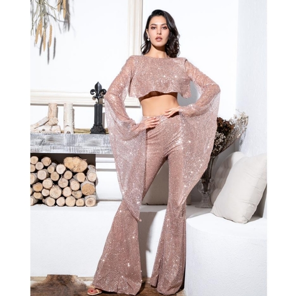 Two Pieces Pants Suit Sparkly - Picture 4 of 5